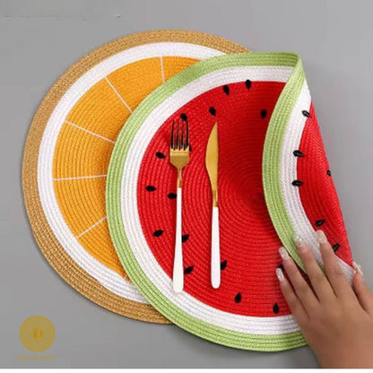 Watermelon/Lemon Woven Table Mat