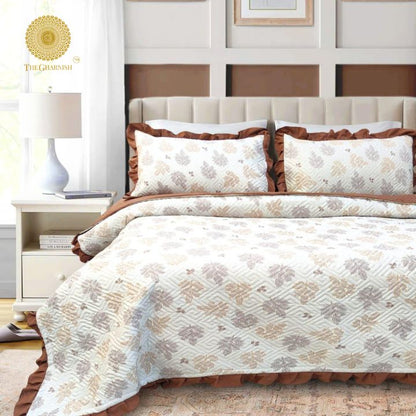 Waffle Quilted Bedcover With Frill