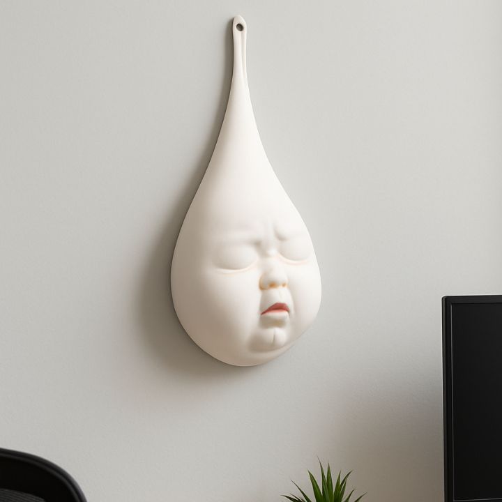 Abstract Crying Baby Wall Art – Ceramic Teardrop Design - The Gharnish - A Unit of Satkala Creations
