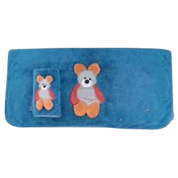 Cuddly Bear Embroidered Towel Set – Soft Cotton Towels for Kids & Toddlers - The Gharnish - A Unit of Satkala Creations