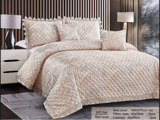 Treasurie 5 Pcs King Size Bedspread with beautiful lace work