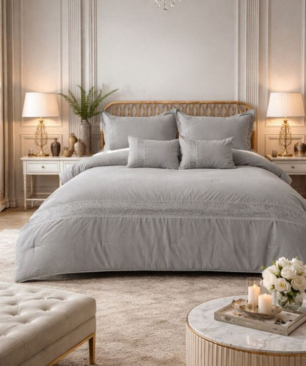 Luxury king size comforter set by The Gharnish, featuring four soft, stylish comforters perfect for all seasons.