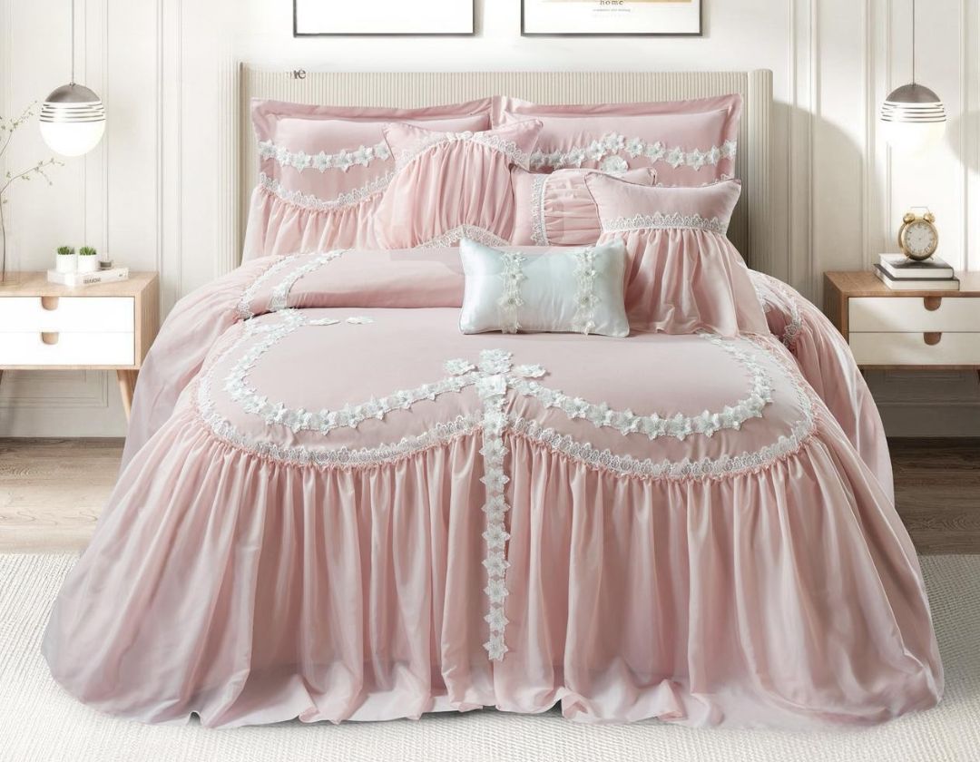 Aleena Blush Petal Royale – Luxury Embroidered Bedding Set