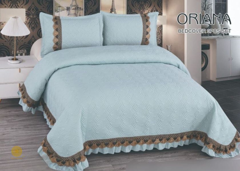 Oriana Quilted King Size bedding Set with Frill - The Gharnish - A Unit of Satkala Creations