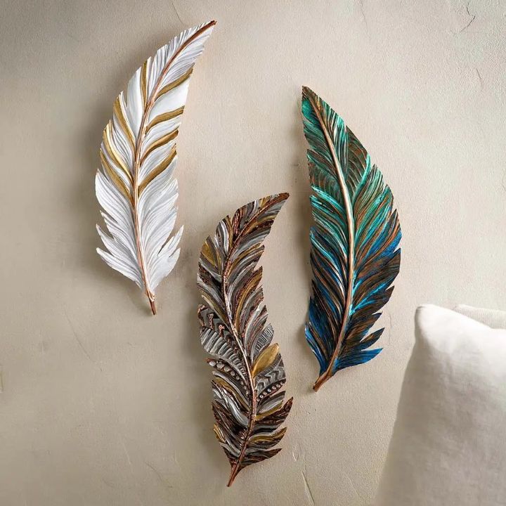 Beautiful Decorative Feathers Wall Art (12x36 Inches Each)