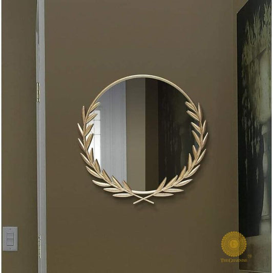 Metallic Palm Leaf Wall Mirror (24 Inches)