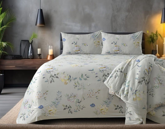 Spanish Floral 4-piece comforter set by The Gharnish featuring colorful floral designs for all-season cozy bedding.
