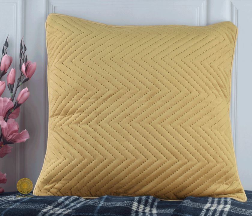 Yellow Zig Zag Quilted Cushion Cover- Set of 5
