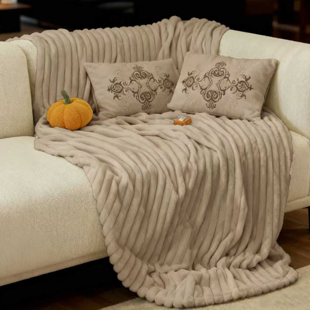 Luxury rabbit fur style blanket by The Gharnish, plush and warm winter blanket with designer plush texture.