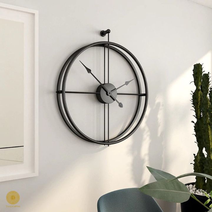 Metallic Modern Black Double Ring Wall Clock (24 Inches) - The Gharnish - A Unit of Satkala Creations