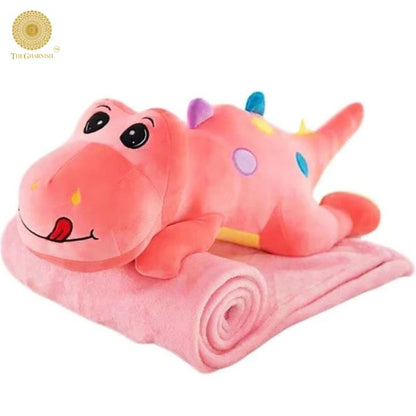Pink Dinosaur Super Soft Toy with Ac Blanket Inside