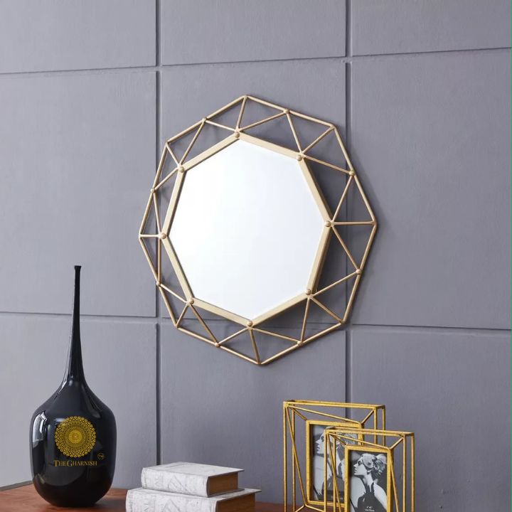Designer 3D Geomatrical Wall Mirror (24 Inches Dia)