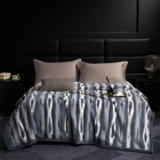 luxurious Dual Colour Cloudy Rabbit Fur Mink Blanket - The Gharnish - A Unit of Satkala Creations