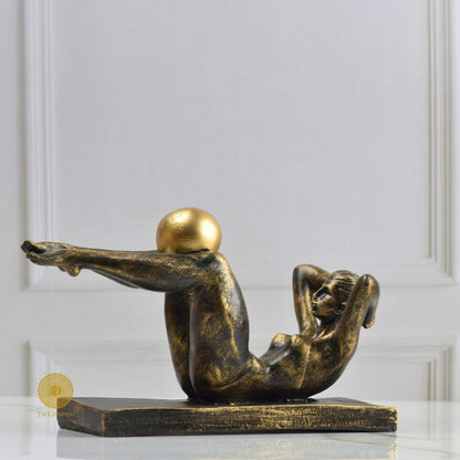 Golden Ball Yoga Lady Statue