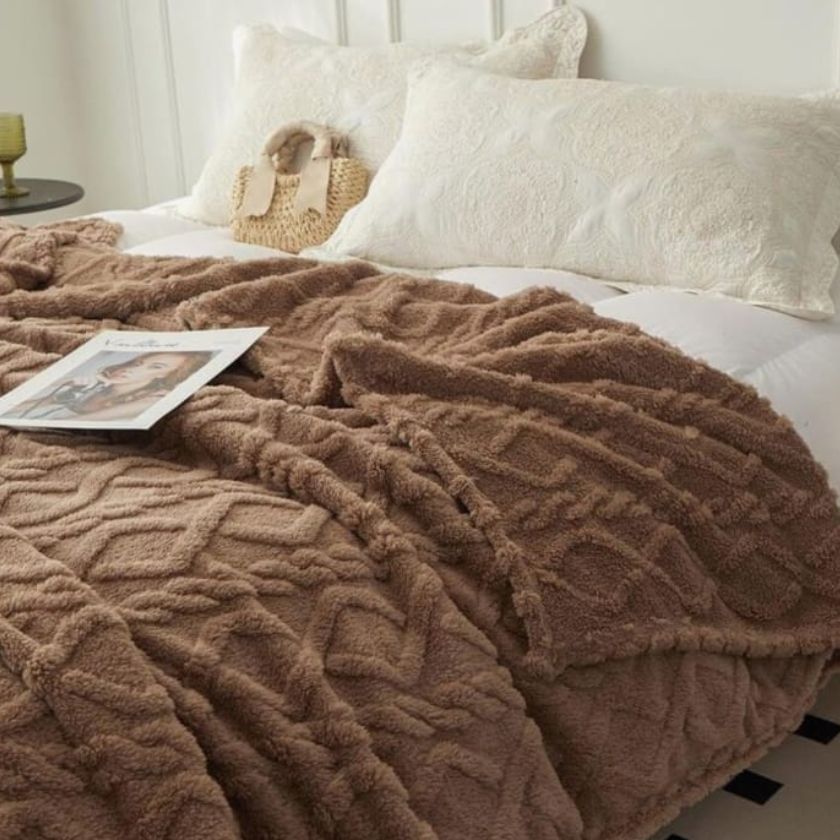 Premium Quality Imported Knitted Sherpa Blanket - The Gharnish - A Unit of Satkala Creations