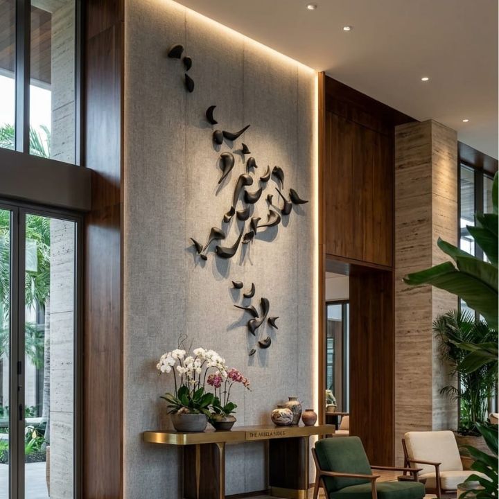 Resin wall art sculpture titled "Flight of Freedom" by The Gharnish, featuring intricate wing and bird details for decorative wall display.