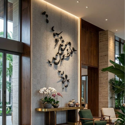 Resin wall art sculpture titled "Flight of Freedom" by The Gharnish, featuring intricate wing and bird details for decorative wall display.