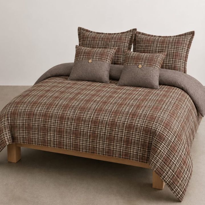 Gingham 6-piece premium comforter bedding set by The Gharnish with matching pillow shams and decorative accents.