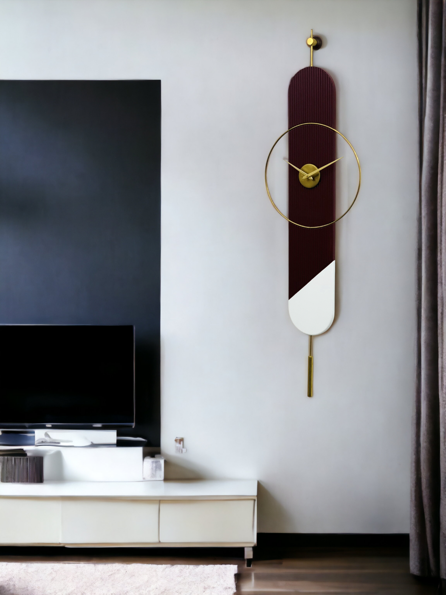 Acerilia Fluted Designer Wall Clock by The Gharnish featuring a round shape with a modern fluted design and minimalist clock face.