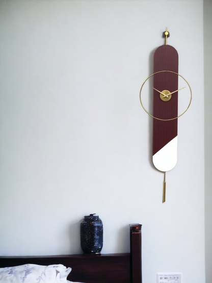 Aurelia Fluted Designer Wall Clock by The Gharnish, featuring a modern fluted design with a sleek round face and minimalist hands.