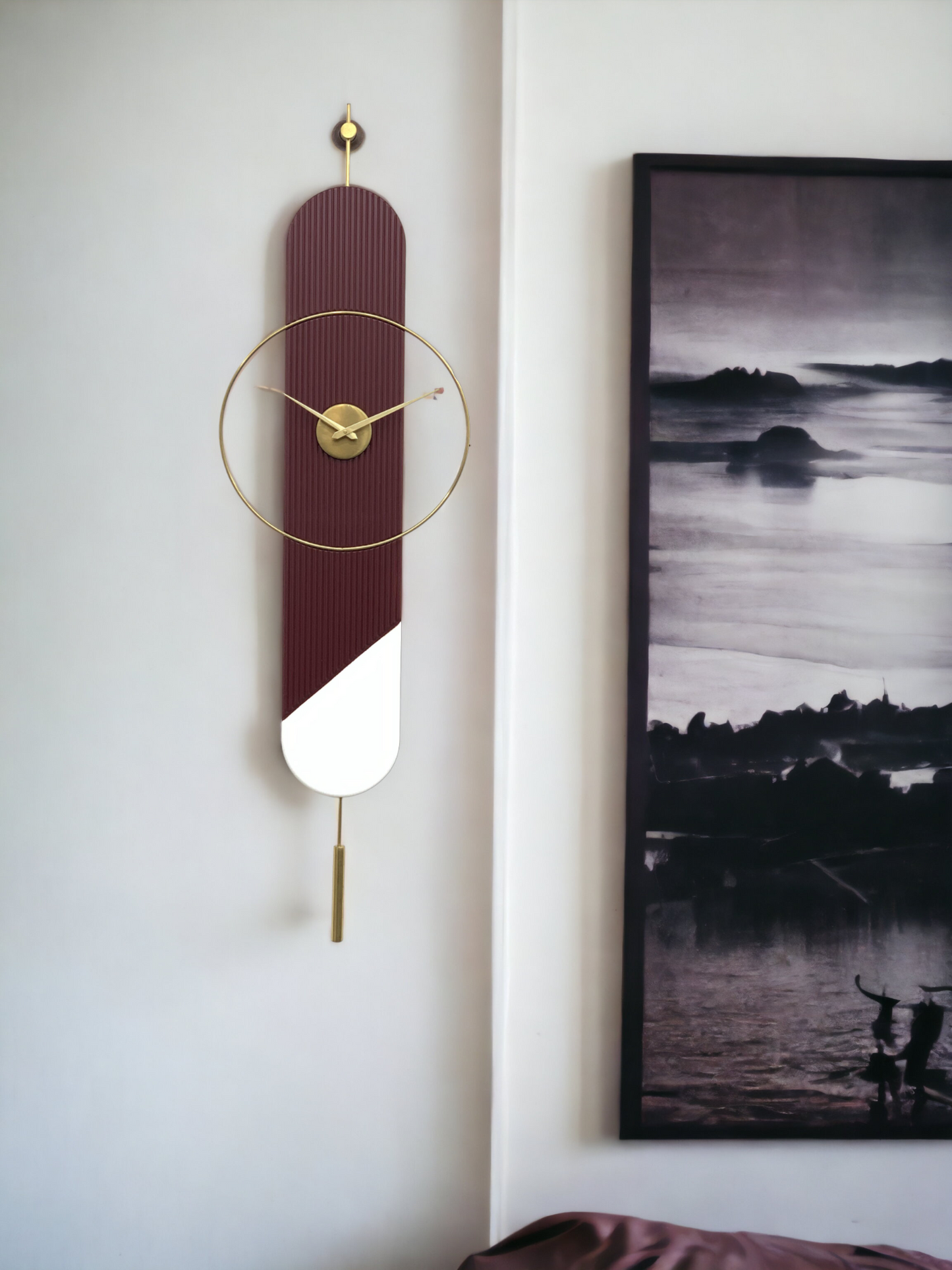 Aurelia Fluted Designer Wall Clock by The Gharnish featuring a modern fluted design and a sleek round face.