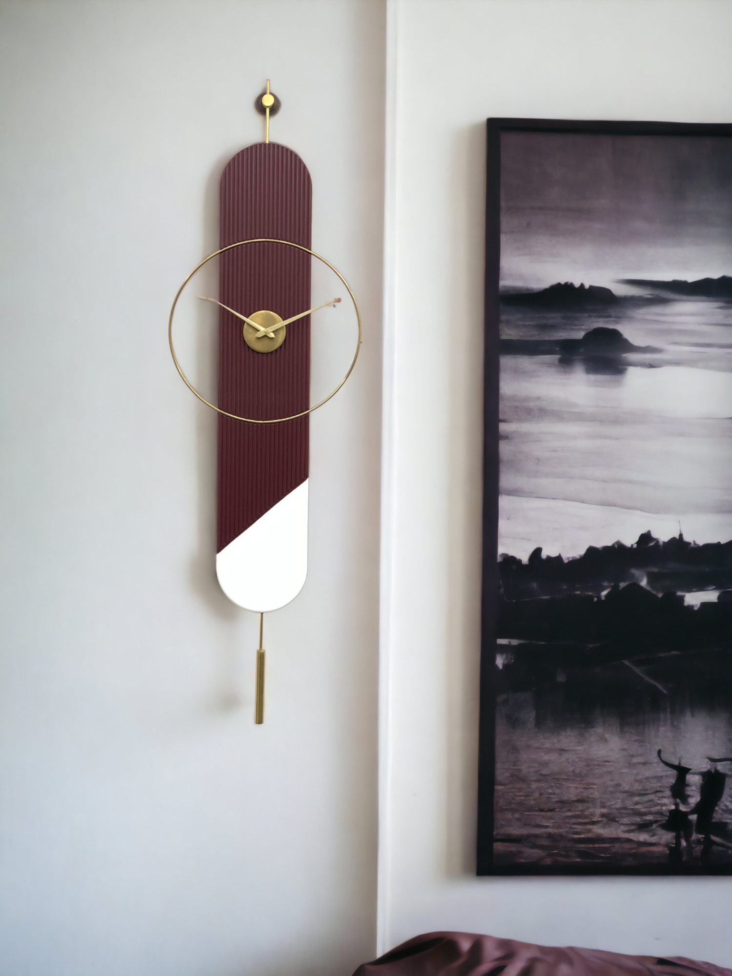 Aurelia Fluted Designer Wall Clock by The Gharnish featuring a modern fluted design and a sleek round face.