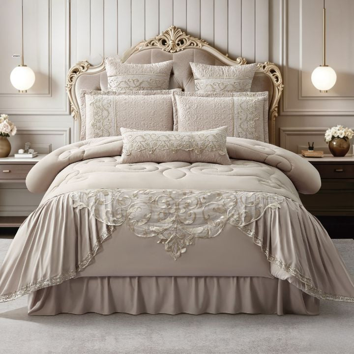 Safia 7 Piece Luxury Embroidered Bedding Set