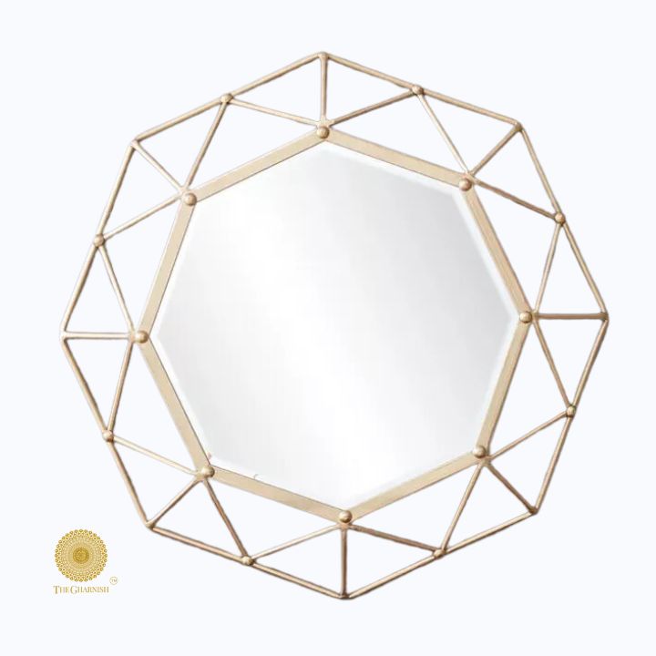 Designer 3D Geomatrical Wall Mirror (24 Inches Dia)