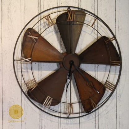 Fan Styled Metallic Wall Clock (24 Inches)