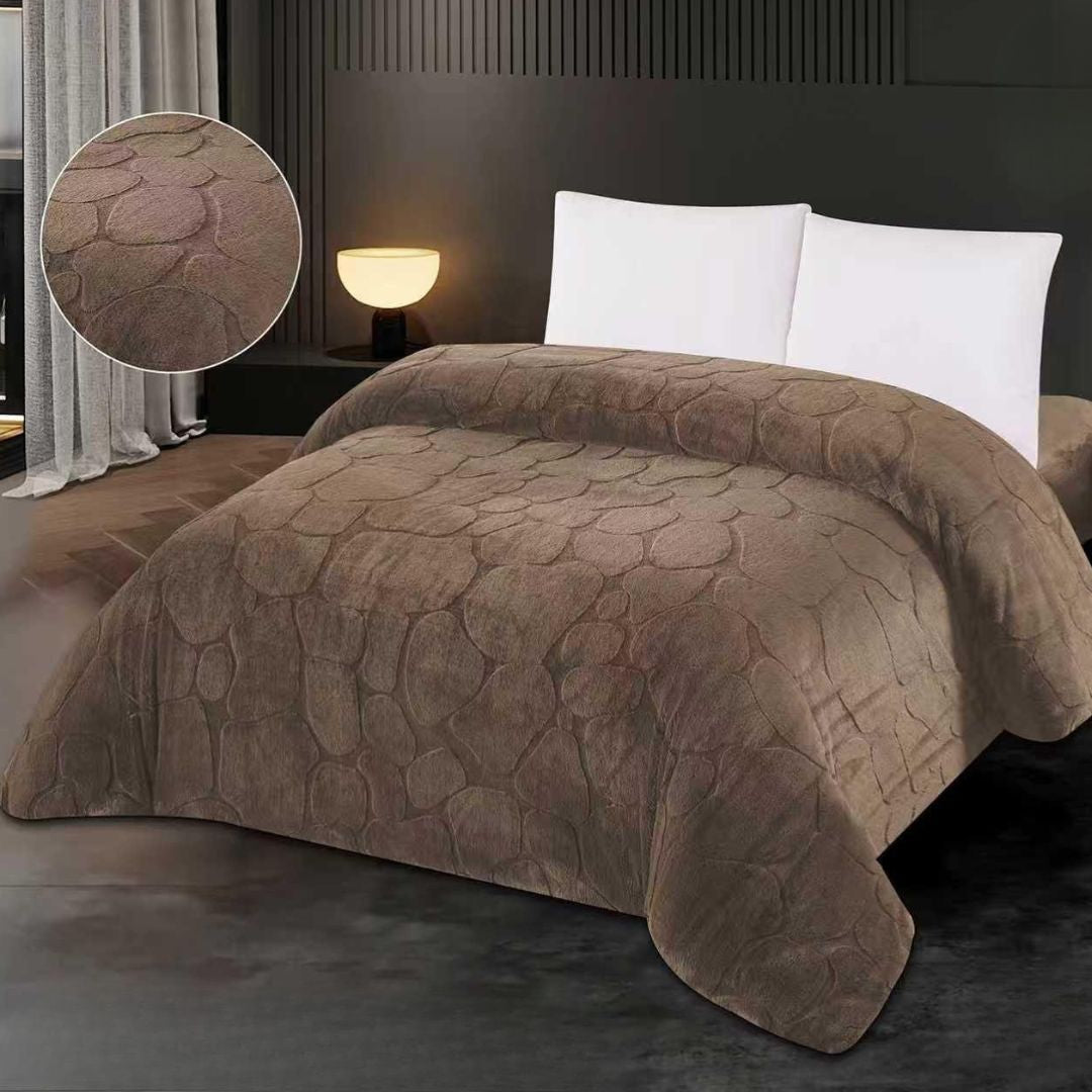 Premium Rabbit Fur Embossed Stone Pattern Quilt - The Gharnish - A Unit of Satkala Creations