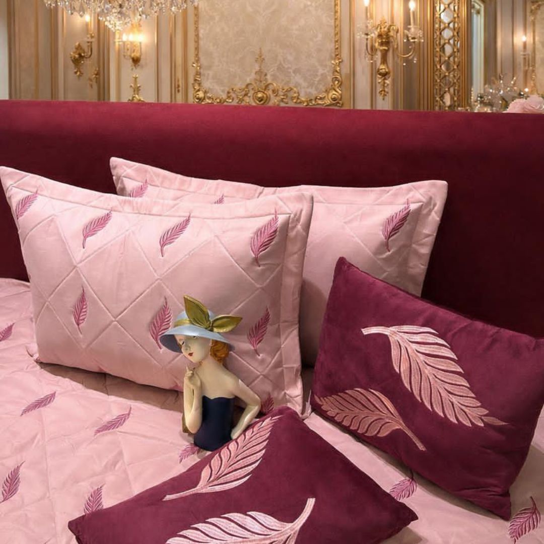Irish designer quilted king-size bedcover by The Gharnish featuring intricate patterns and soft fabric for luxurious bedding.
