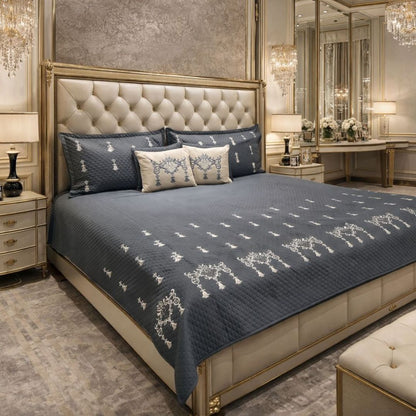 Luxurious quilted bedcover from The Gharnish Urban Designer bedding collection, featuring a stylish, textured quilted design.