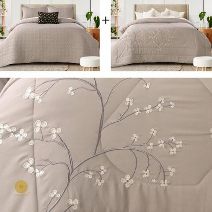 Orchid Set of 5 Quilted Bedcover With Embrodeiry