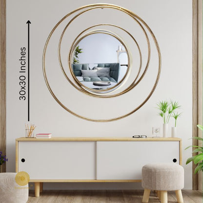 Ring of Rings Metallic Wall Mirror ( 30 Inches Dia)