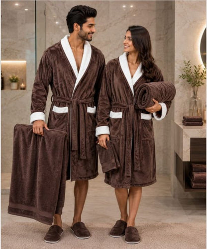 LuxeSpa Couple Bathrobe & Towel 8 Pcs Set