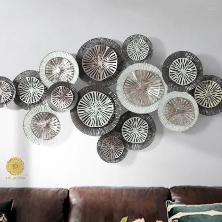 15 Metallic Circles Wall Art (48x24 Inches)