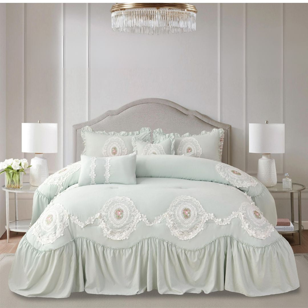 Victorian 7 Pcs Wedding Bedding Set - The Gharnish - A Unit of Satkala Creations