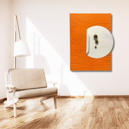Orange Textured Metal and Wooden Frame Wall Art - The Gharnish - A Unit of Satkala Creations
