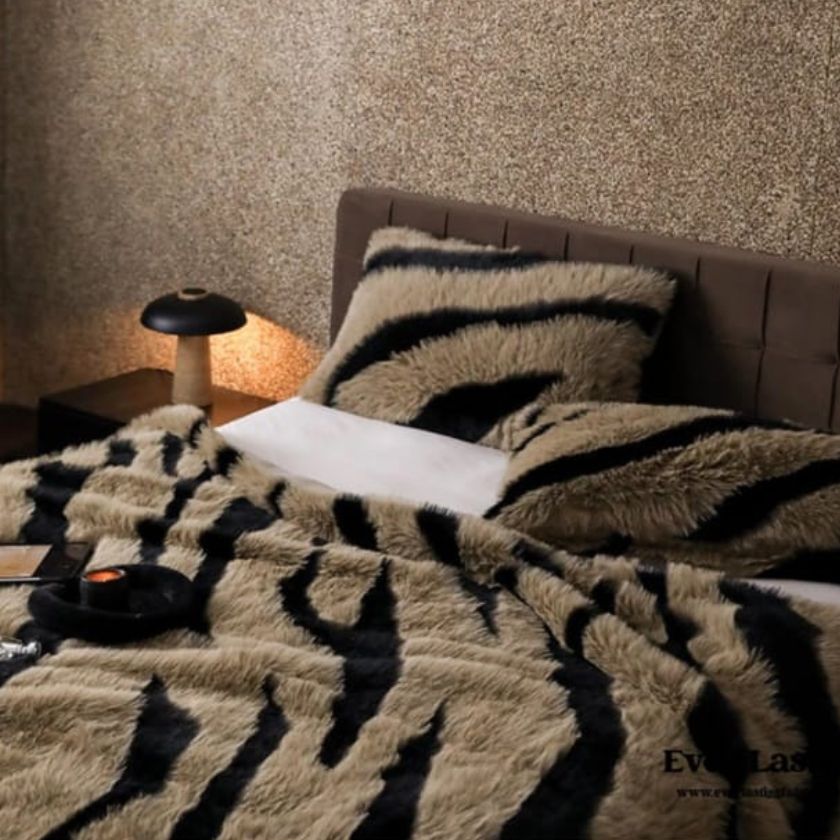 Zebra Print Fur Blanket Set – Ultra Soft & Luxurious Bedding Ensemble - The Gharnish - A Unit of Satkala Creations