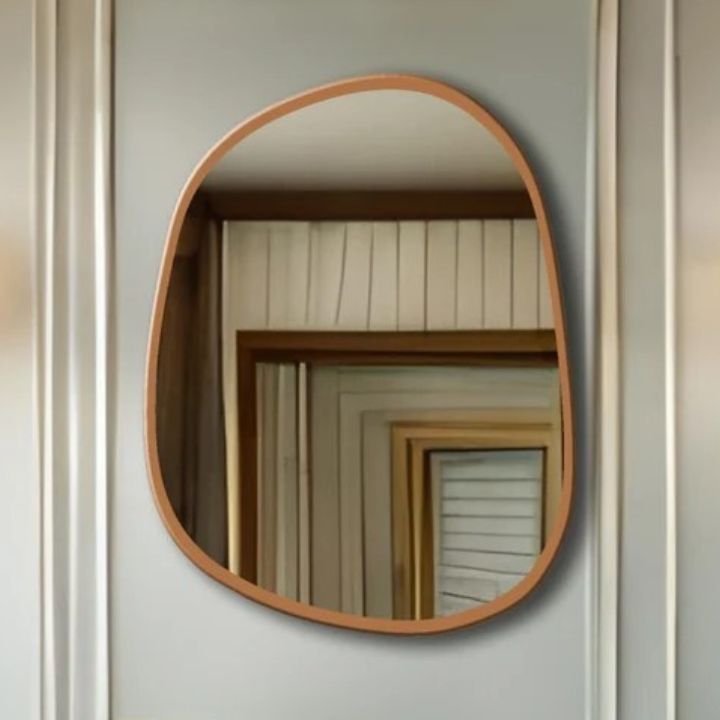 Irregular Mild Century Golden Frame Wooden Wall Mirror