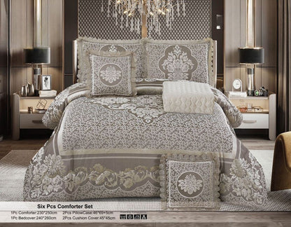 Luxury Royal 6-Piece Bedding Set | Quilted Comforter, Bedspread & Pillow Covers - The Gharnish - A Unit of Satkala Creations