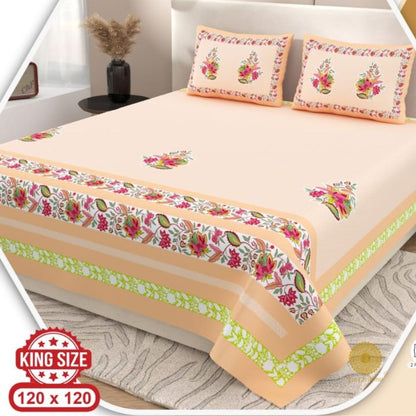 Elegance King Size Bedsheet Set - Flower Chain