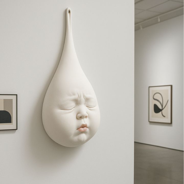 Abstract Crying Baby Wall Art – Ceramic Teardrop Design - The Gharnish - A Unit of Satkala Creations