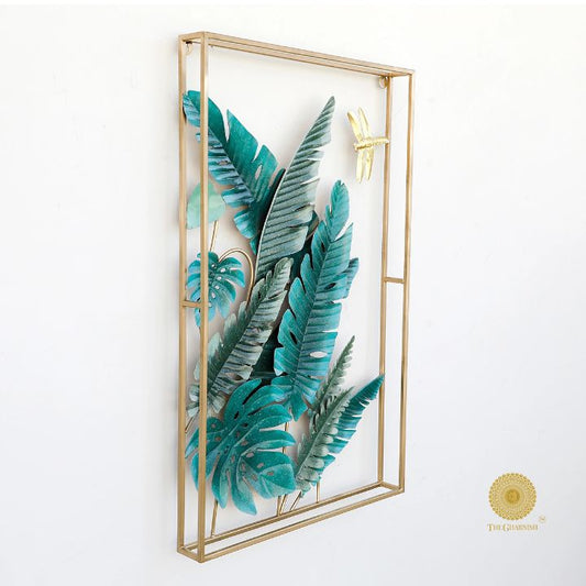 Metallic Framed Leaf Wall Art (24x48 Inches)