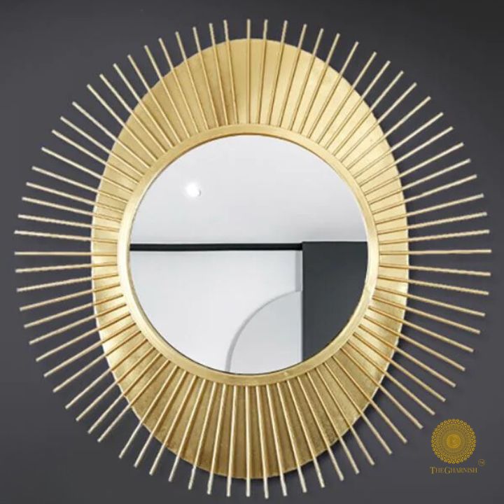 Modern Sun Burst Metallic Wall Mirror (30 Inches)