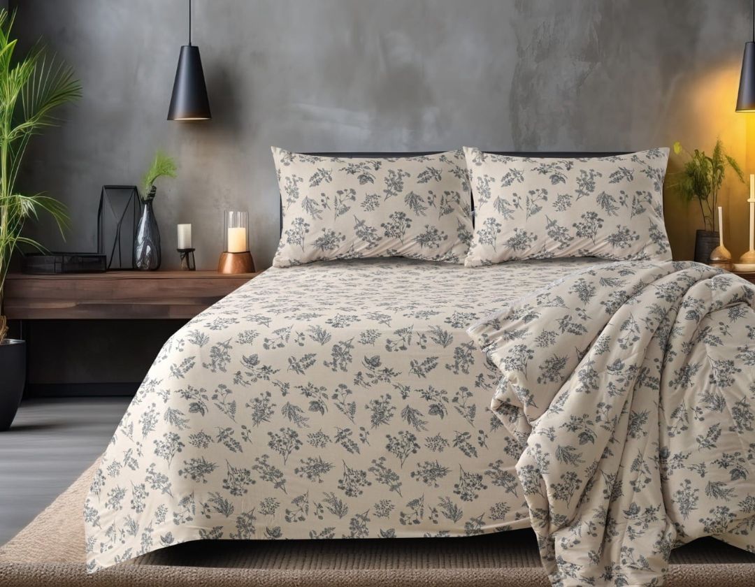Spanish Floral 4-piece comforter set by The Gharnish featuring colorful floral patterns on soft fabric for all-season comfort.
