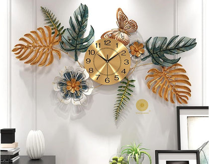 Flower and Leaf Wall Clock (48x24 Inches)