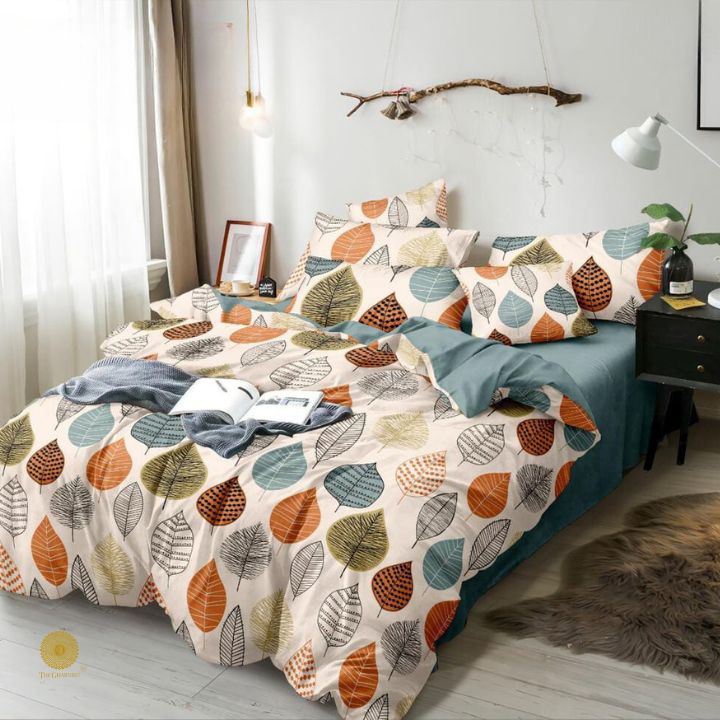 4 Pcs Heavy Glace Cotton Reversible Comforter Set