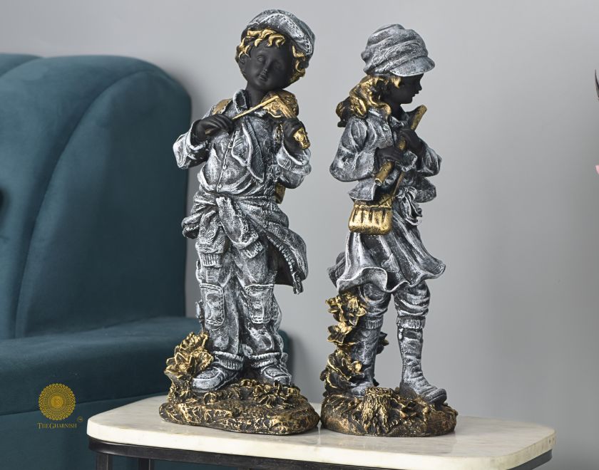 Stunning Antique Musical Couple Statue