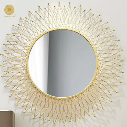 Sticks Leaf Round Metallic Wall Mirror (30 Inches Dia)